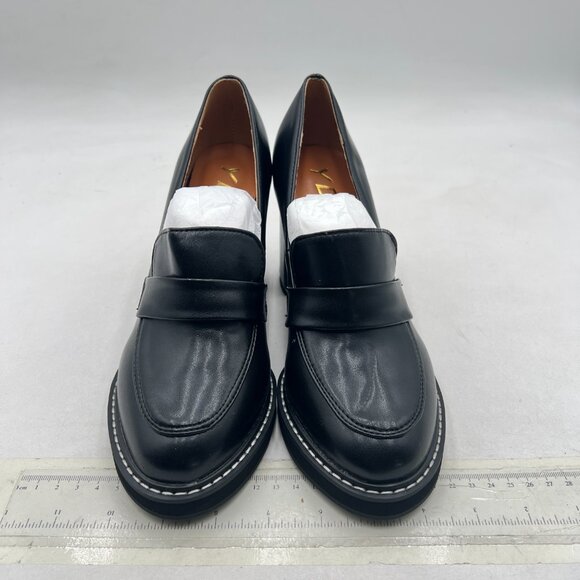 YDN Black Penny Loafers Round Closed Toe Platform Chunky High Heel Slip On Pumps - Picture 3 of 8